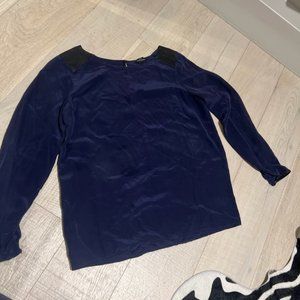 Club Monaco Blouse with Leather Detail